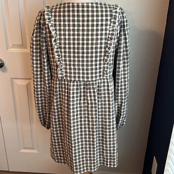 NWOT Andree by Unit - Plaid Ruffled Long Sleeve Dress - Picture 5 of 6